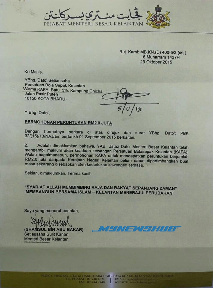 Surat Menyurat Pejabat Exco Kerajaan Negeri Kelantan 2019