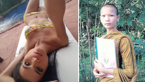 Gambar kiri menunjukkan Mimi sewaktu sedang berposing dan gambar kanan menunjukkan beliau ketika menjadi sami.