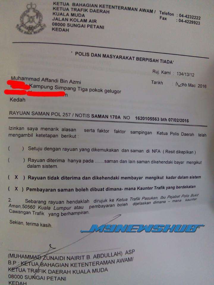 Contoh Surat Penarikan Saman