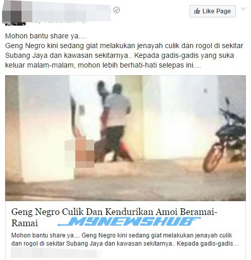 Saya Tidak Diculik Atau Dirogol Tetapi Dibantu Geng Negro- Mangsa
