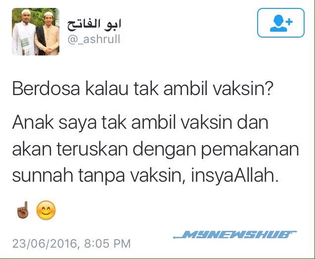 Giliran Lelaki Ini Pula Dikecam Kerana Antivaksin