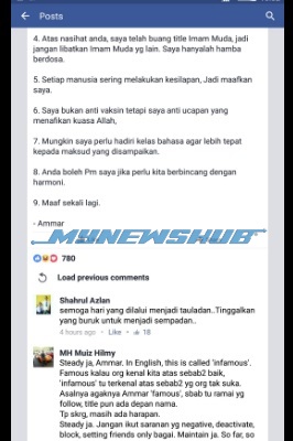 Imam Muda Ammar Buat Permohonan Maaf Isu Vaksin