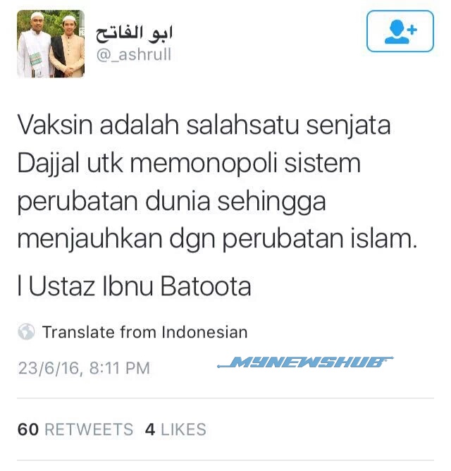 Giliran Lelaki Ini Pula Dikecam Kerana Antivaksin