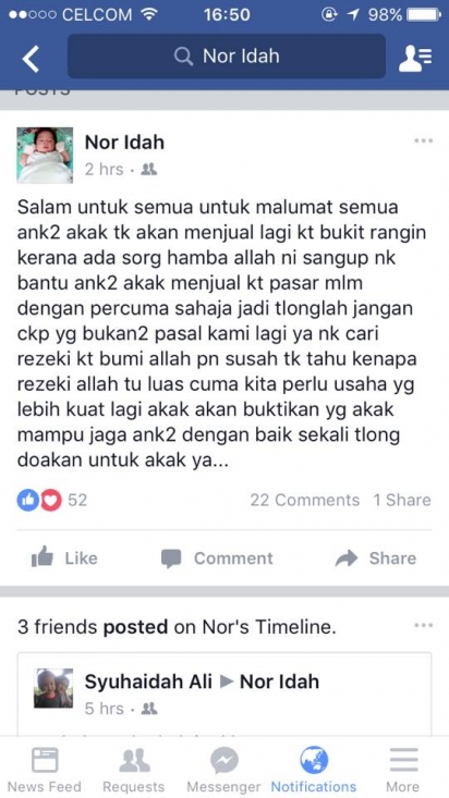 Kisah 3 Anak Yatim Niaga Bubur Lambuk Tepi Jalan
