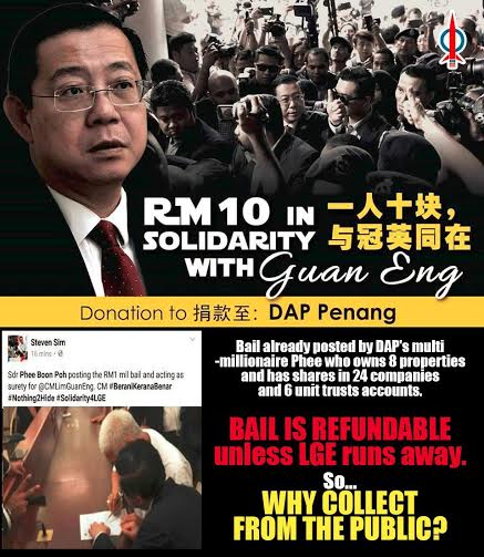 Ikat Jamin Guan Eng Langsai, Masih Minta Derma RM10?