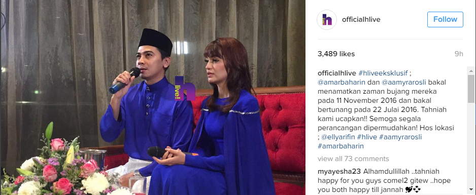 Amar Baharin, Amyra Rosli Nikah 11 November Ini