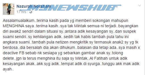 'Saya Tak Minta Semua Ini Terjadi' - Isteri Suspek