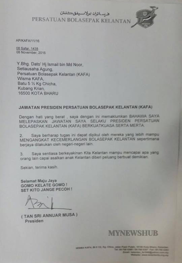 Annuar Musa Letak Jawatan Presiden KAFA