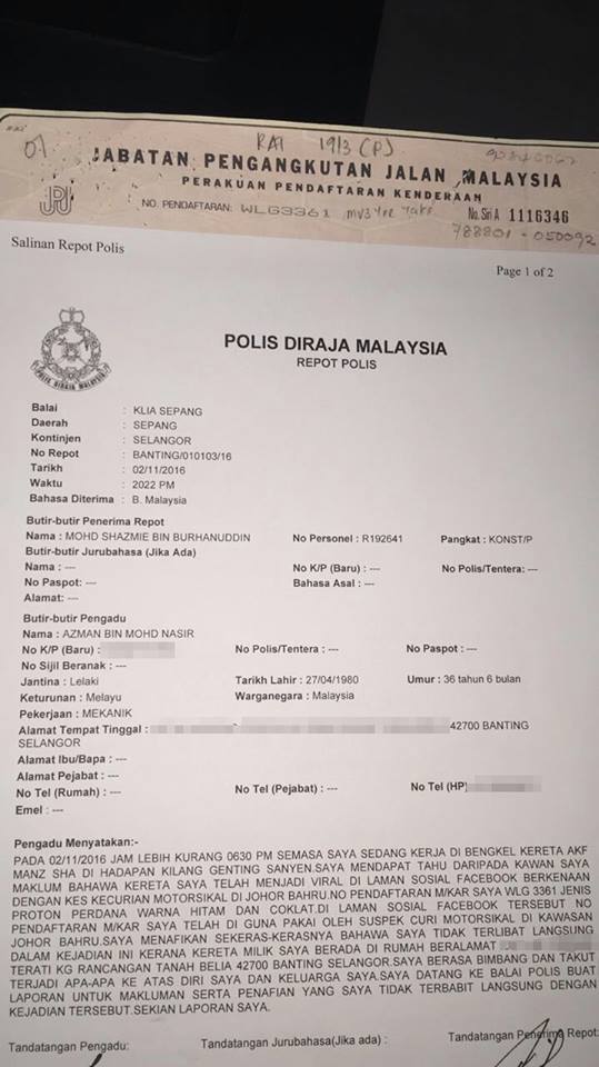  Penyamun Dapat Motor, Pemilik Kereta Dapat Malu