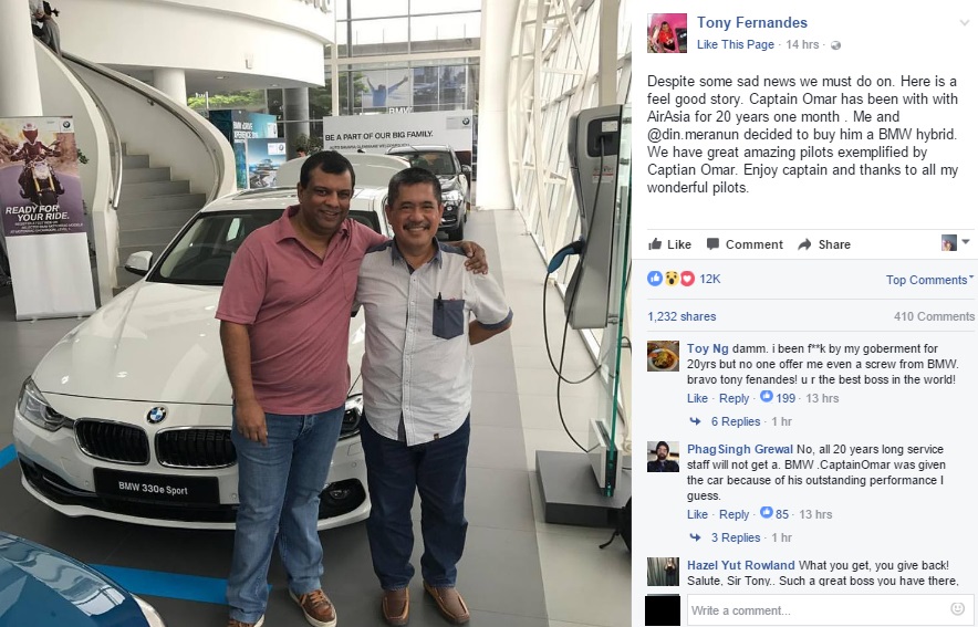 Wow! Bos AirAsia Hadiahkan Kereta BMW Kepada Kapten