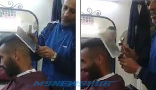 Gunting Rambut Guna Pisau Potong Daging, Tukul