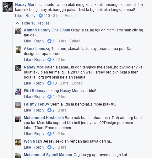 Jersi P.Pinang Dikutuk Macam Baju Pendidikan Jasmani