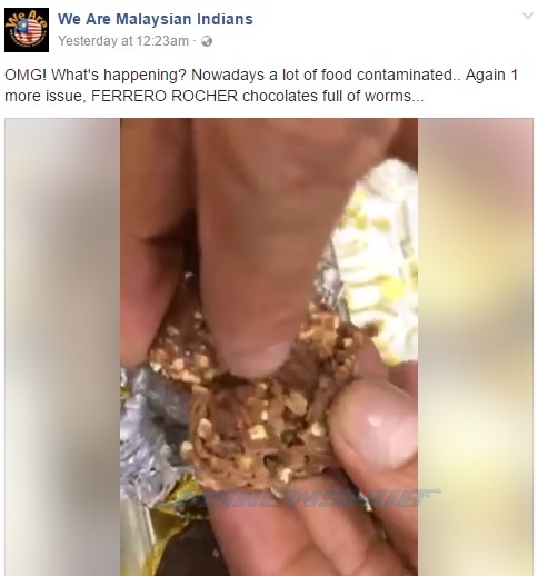 Coklat Terkenal Ferrero Rocher 'Perisa' Ulat