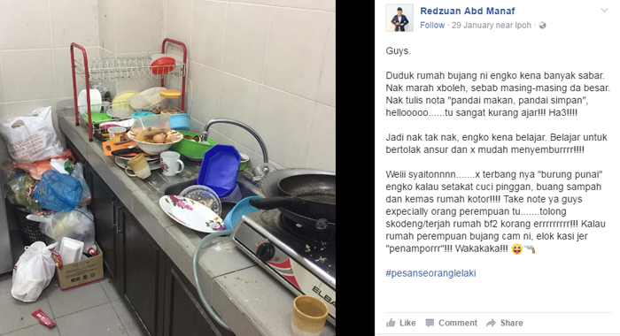 Pekerja KTM Kutuk Sikap Lelaki Pemalas Di FB