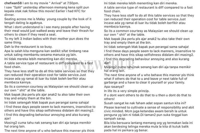 Chef Wan Kutuk Sikap Pemalas Segelintir Masyarakat