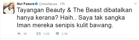 Fazura Dikecam Kerana Twit 'Iman Senipis Kulit Bawang'