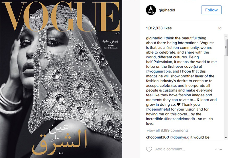 Gigi Hadid Bertudung Dalam Edisi Pertama Vogue Arabia