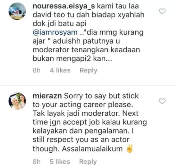 Netizen Kritik Rosyam Nor Kurang Sesuai Jadi Moderator