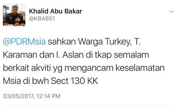 Warga Turki 'Diculik' Kini Dalam Tahanan Polis