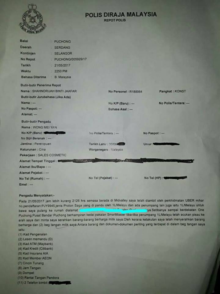 Ibu Mengandung Dirompak Pemandu Uber...