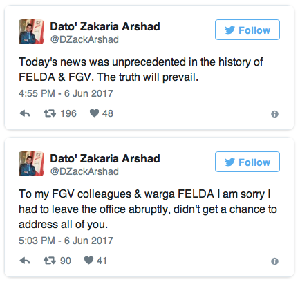 Zakaria Luah Perasaan Di Laman Twitter