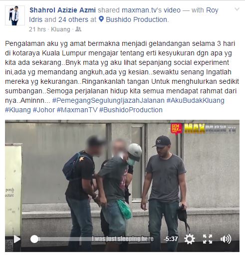 Shahrol Shiro Ditolak Ketika Menyamar Gelandangan