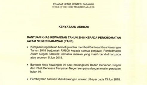 Bantuan Khas Kewangan 2020 Sarawak