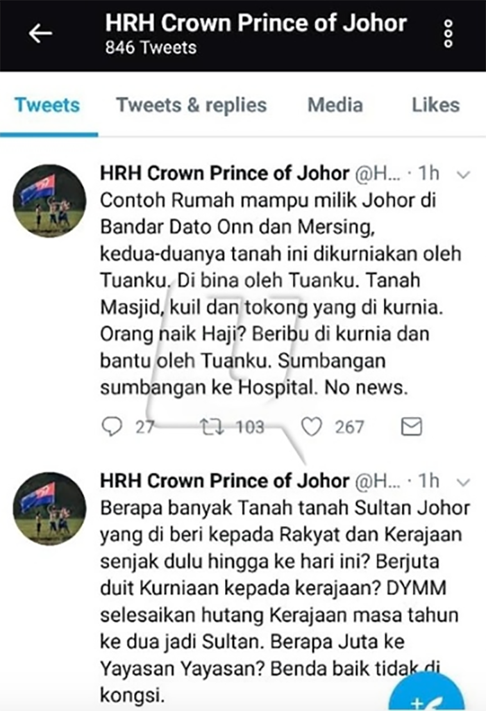 TMJ Kecewa Usaha Baik Sultan Johor Tak Diberi Perhatian ...