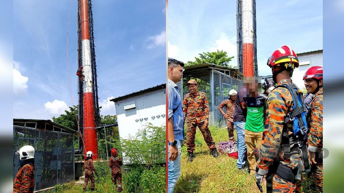 Hampir Sejam Pujuk Lelaki Panjat Menara Telekomunikasi