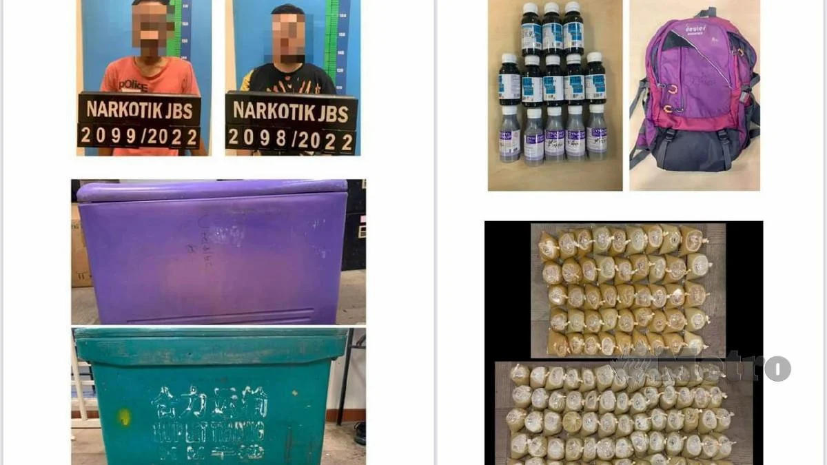 2 Lelaki Ditahan, Polis Rampas 110 Bungkus Air Ketum