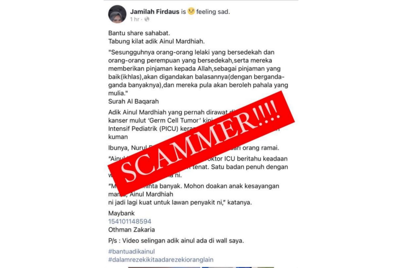 Waspada Kutipan Derma Guna Gambar Ainul Mardhiah