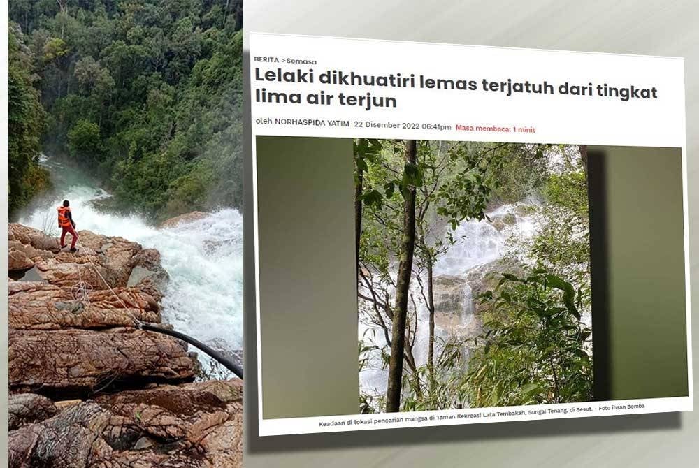 Operasi Cari Pekerja Terjatuh Air Terjun Diteruskan