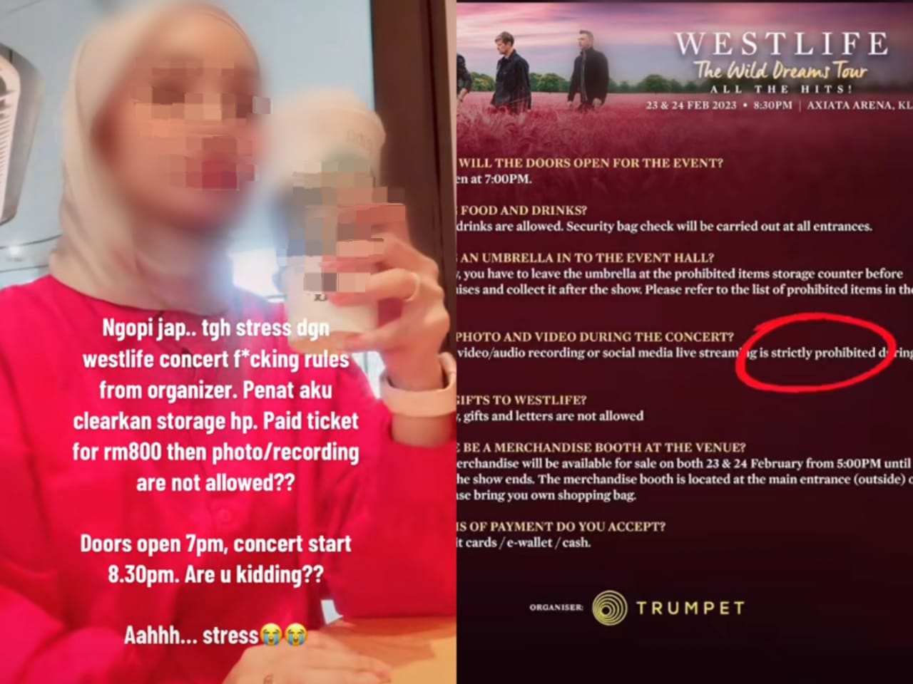Peminat Westlife Bengang Dilarang Ambil Gambar, Video Ketika Konsert