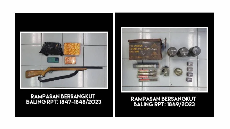 2 Lelaki Ditahan Simpan Senapang, Ganja Dan Bahan Buat Alat Letupan