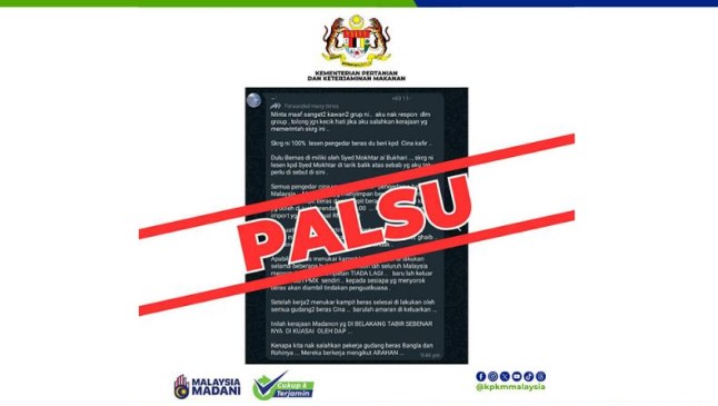 Mesej Dakwa Lesen Beras Bernas Ditarik Balik Palsu