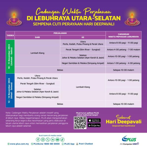Deepavali: Rancang Perjalanan Dengan Jadual TTA
