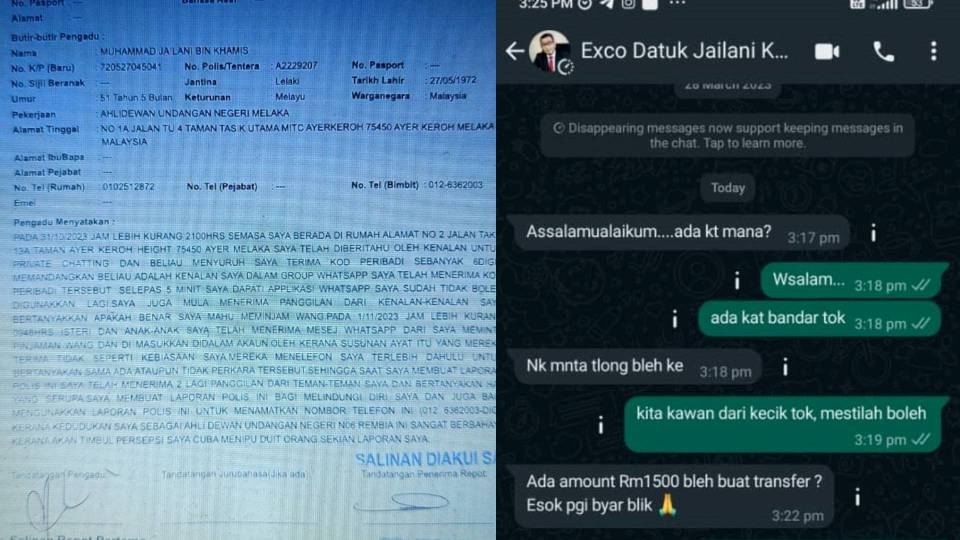 ADUN Rembia Nafi Minta Wang, Akaun WhatsApp Digodam