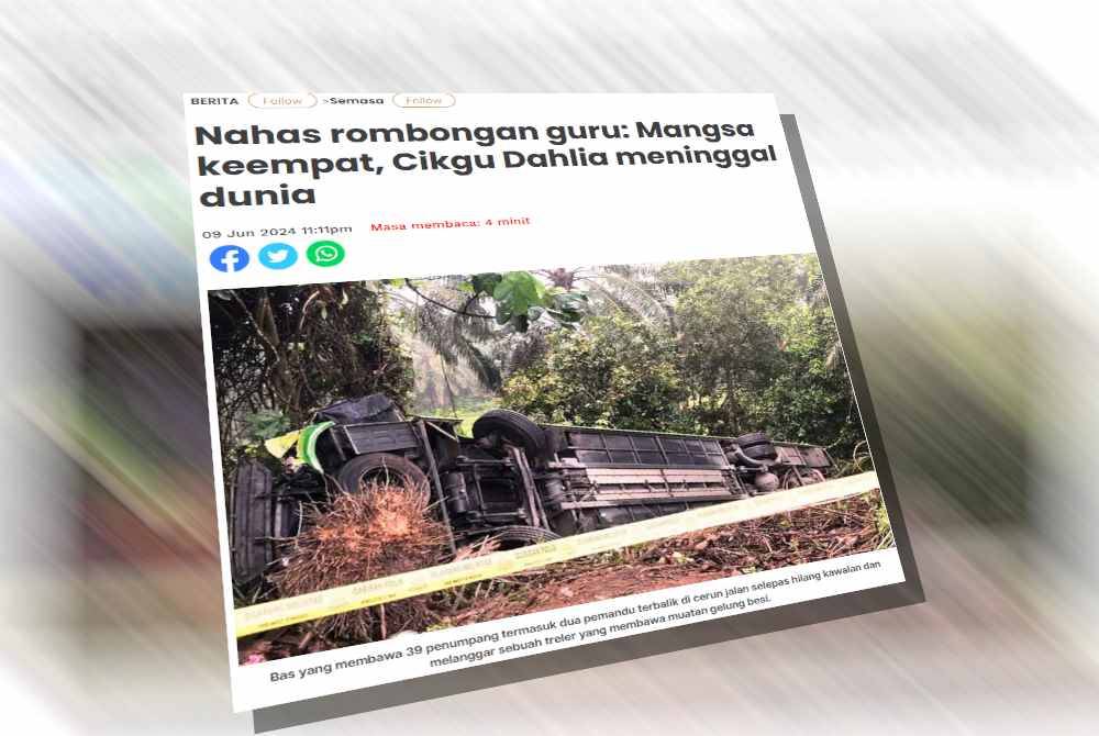 Nahas Rombongan Guru: Jenazah Cikgu Dahlia Selamat Dikebumikan