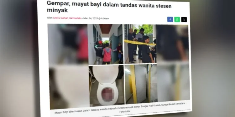 2 Beranak Ditahan Kes Mayat Bayi Dijumpai Dalam Tandas Stesen Minyak