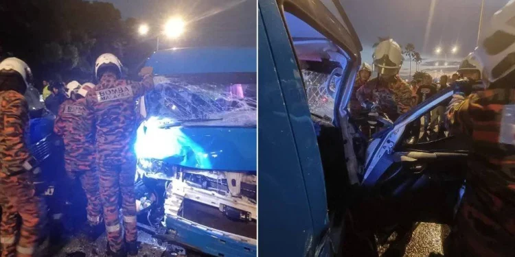 Dua Van Kilang Bertembung, Pemandu Tersepit