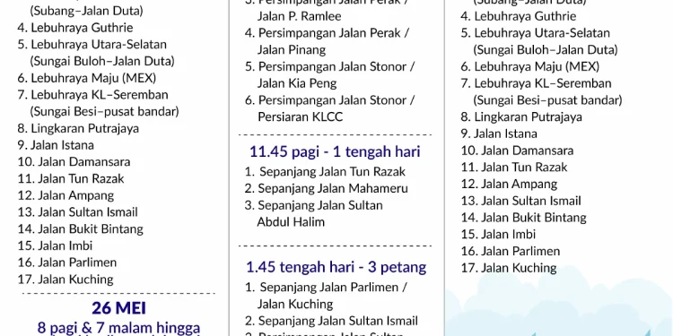 Sidang Kemuncak ASEAN: Senarai Lebuh Raya, Jalan Utama Ditutup, Dilencongkan