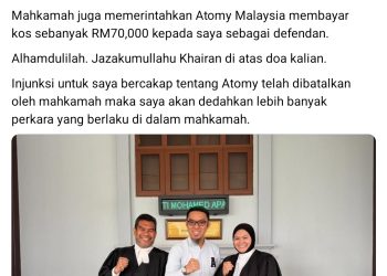 Mahkamah Batalkan Injunksi, Atomy Malaysia Diarah Bayar Kos RM70,000 – Firdaus Wong