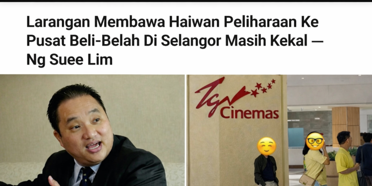 Larangan Membawa Haiwan Peliharaan Ke Pusat Beli-Belah Di Selangor Masih Kekal — Ng Suee Lim