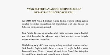 Agong Alami Kesakitan Otot Dan Tulang, Rehat Atas Nasihat Doktor