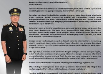 Azam Baki Seru Anggota SPRM  Terus Junjung Integriti, Jangan Goyah Dengan Kritikan Dan Fitnah