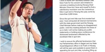 Kadar Cukai Tanah Pulau Pinang Naik Sehingga 3,000 Kali Ganda – Guan Eng 