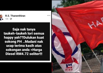 ‘Tauke Lori Happy Ke?’ – Presiden Makkal Sakti Sindir Penyokong PH Isu Harga Diesel
