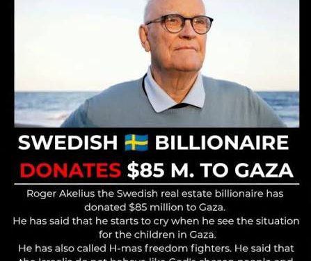 Bilionair Sweden Hulur RM350 Juta, Bantu Kanak-Kanak Gaza Melalui UNICEF