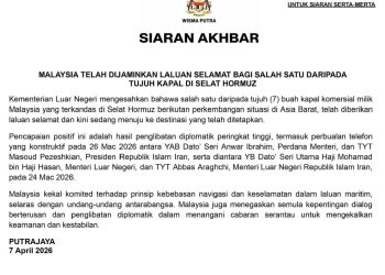 Satu Kapal Malaysia Lepasi Selat Hormuz, Usaha Diplomatik Buahkan Hasil