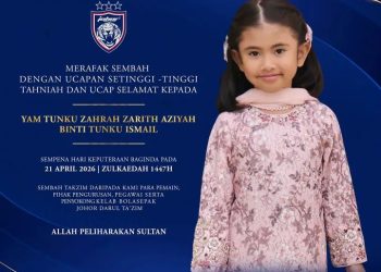 JDT Ucap Tahniah Hari Keputeraan Tunku Zahrah Zarith Aziyah
